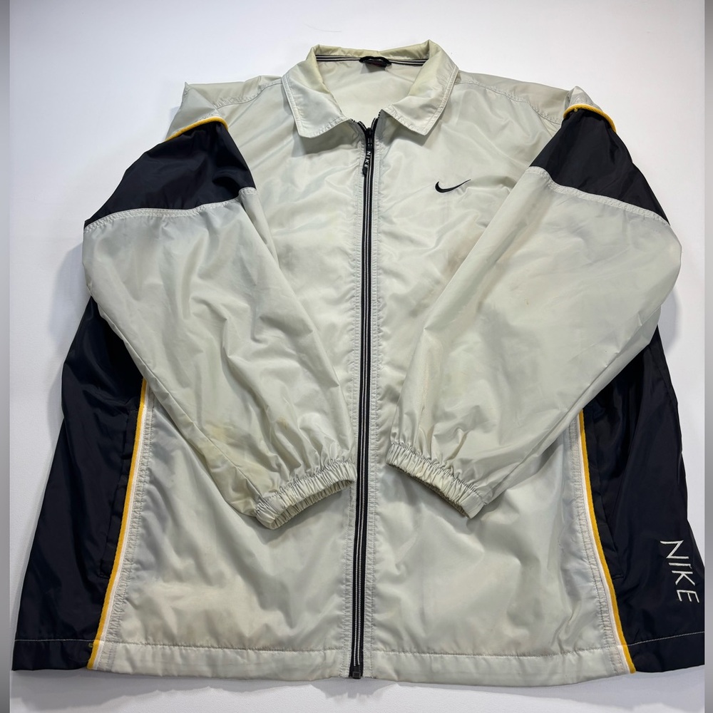Vintage 90s Nike Men's Black and Cream Windbreaker